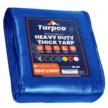 Tarpco Safety 14 Mil, Polyethylene, Blue TS-105-100X100